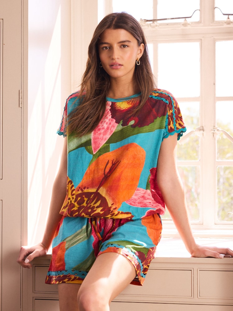 Kew Collection Turquoise Blue - Short Sleeve Bubblehem T-Shirt - Imagen 1 de 6