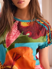 Kew Collection Turquoise Blue - Short Sleeve Bubblehem T-Shirt - Imagen 3 de 6