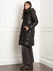Seraphine Belted Puffer Maternity Black Coat - Image 3 of 5