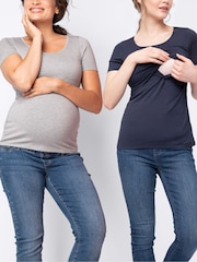 Seraphine Blue Maternity T-Shirts 2 Pack - Image 1 of 7