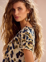 Animal Print Short Sleeve Bubblehem 100% Cotton T-Shirt - Image 4 of 7