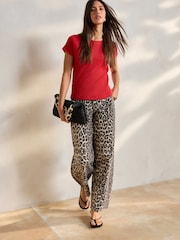 Red Raglan Short Sleeve Textured Top - Image 2 of 8