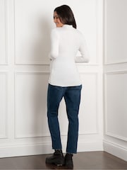 Seraphine Cream Lift Up Long Sleeve Jersey Maternity Top - Imagen 2 de 3