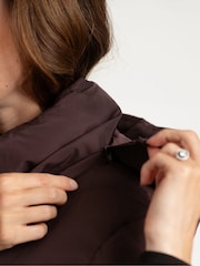 Seraphine Maternity Belted Chevron Puffer Brown Coat - Image 3 of 4