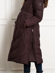 Seraphine Maternity Belted Chevron Puffer Brown Coat - Image 4 of 4