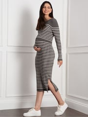 Seraphine Grey Layered Knitted Maternity Dress - Image 3 of 7