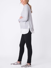 Seraphine Grey Maternity Broderie Collar Jumper - Image 2 of 5