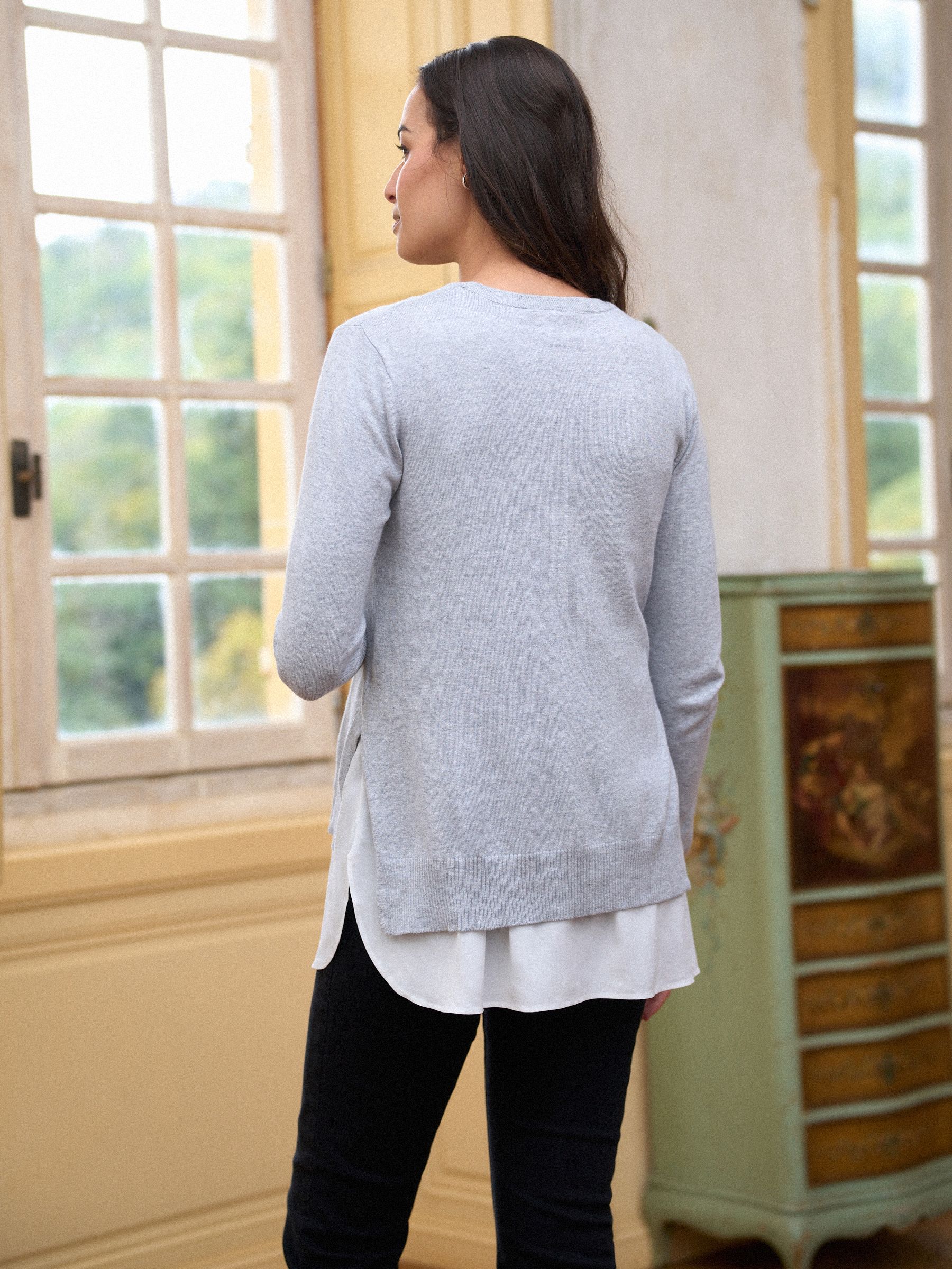 Buy Seraphine Grey Cotton Blend Maternity & Nursing Shirt & Jumper