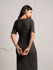 Seraphine A-Line Tweed Maternity Black Dress - Image 4 of 7
