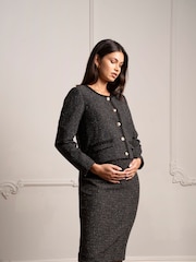 Seraphine A-Line Tweed Maternity Black Dress - Image 5 of 7