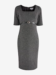 Seraphine A-Line Tweed Maternity Black Dress - Image 6 of 7