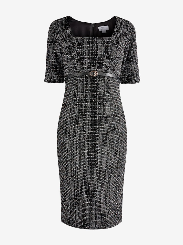 Seraphine A-Line Tweed Maternity Black Dress - Image 6 of 7