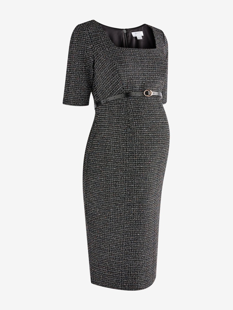 Seraphine A-Line Tweed Maternity Black Dress - Image 7 of 7