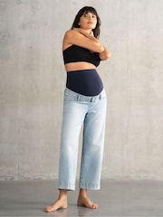 Seraphine Blue Maternity Cropped Straight Leg Jeans - Image 1 of 4