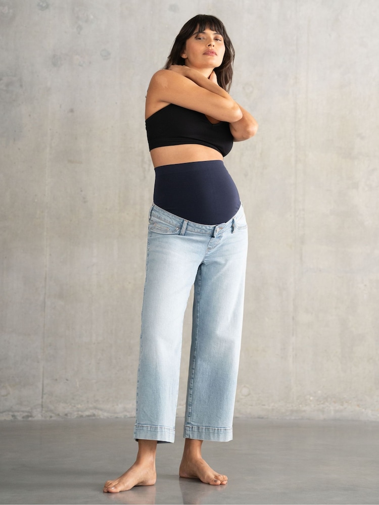 Seraphine Blue Maternity Cropped Straight Leg Jeans - Image 1 of 4