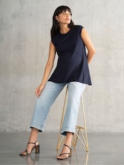 Seraphine Blue Maternity Cropped Straight Leg Jeans - Image 4 of 4