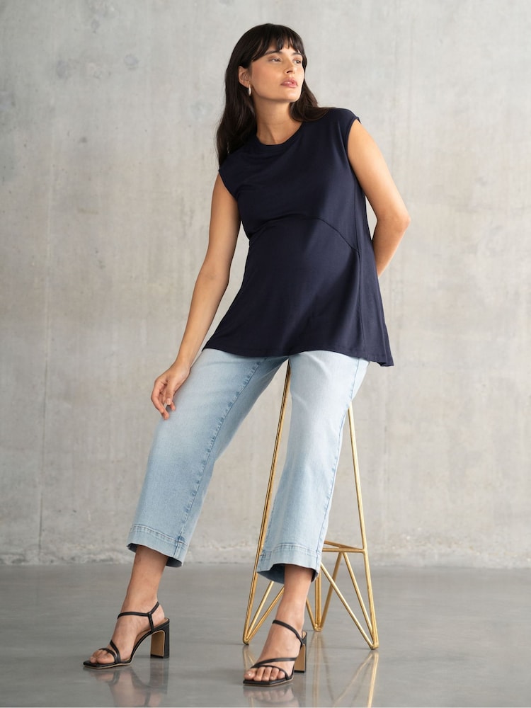 Seraphine Blue Maternity Cropped Straight Leg Jeans - Image 4 of 4