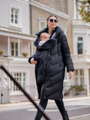 Seraphine Long Chevron Puffer Maternity Black Coat - Image 3 of 4