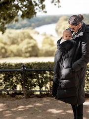 Seraphine Long Chevron Puffer Maternity Black Coat - Image 4 of 4