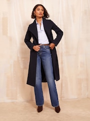 Friends Like These Navy Blue Funnel Wrap Coat - Image 1 of 5