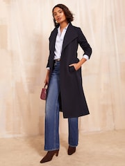 Friends Like These Navy Blue Funnel Wrap Coat - Image 2 of 5