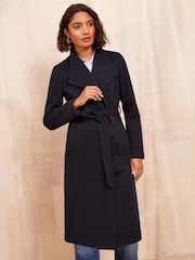 Friends Like These Navy Blue Funnel Wrap Coat - Image 3 of 5