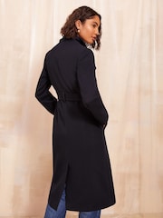 Friends Like These Navy Blue Funnel Wrap Coat - Image 5 of 5