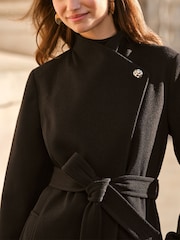 Friends Like These Black Funnel Wrap Coat - Image 3 of 5