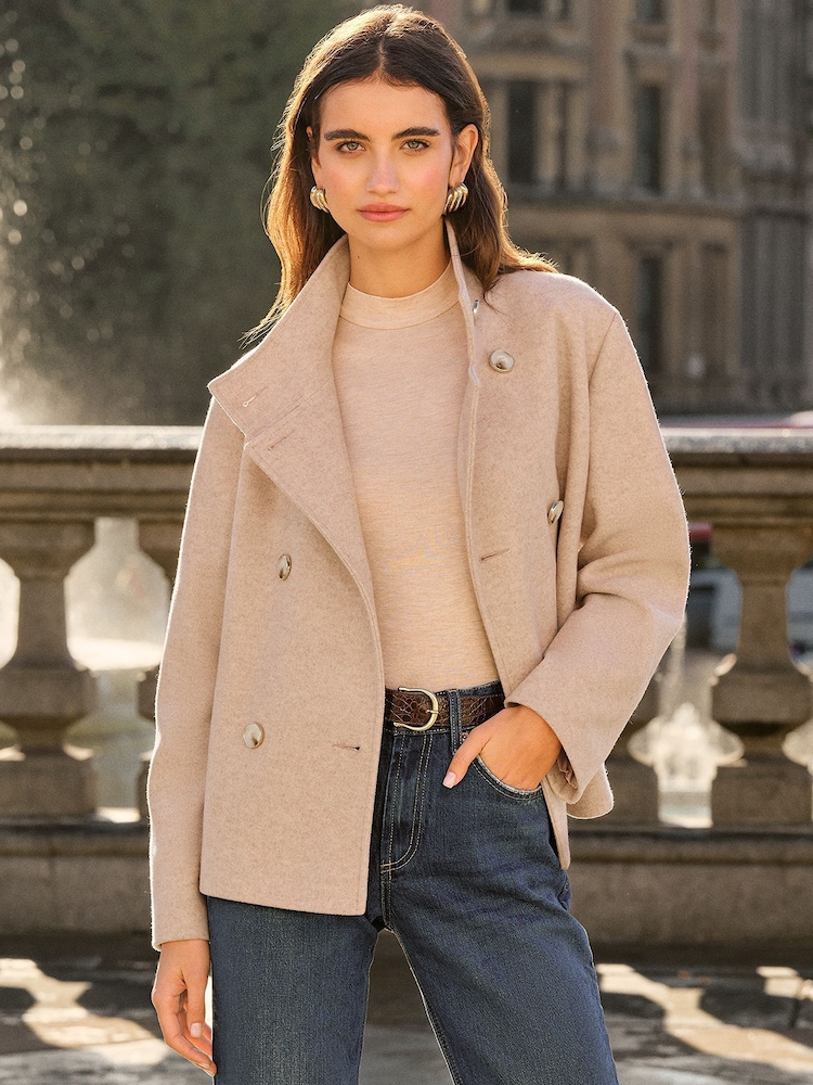Friends Like These Cream Short Funnel Neck Coat - Image 1 of 4