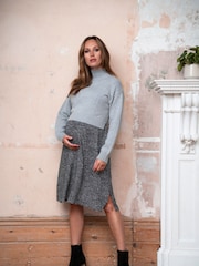 Seraphine Maternity Grey Knit Jumper With Woven Dress - Image 4 of 5