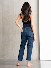 Seraphine Blue Maternity Tapered Frayed Hem Jeans - Image 3 of 6
