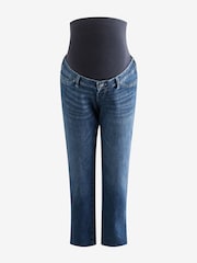 Seraphine Blue Maternity Tapered Frayed Hem Jeans - Image 5 of 6