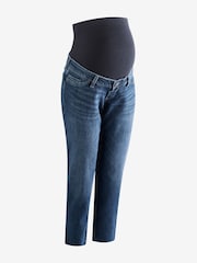 Seraphine Blue Maternity Tapered Frayed Hem Jeans - Image 6 of 6