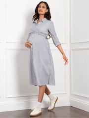 Seraphine Maternity Blue Stripe Shirt Dress - Image 3 of 7