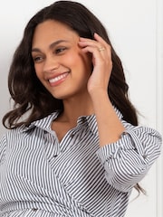 Seraphine Maternity Blue Stripe Shirt Dress - Image 6 of 7