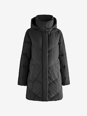 Seraphine Maternity Short Chevron Puffer Black Coat - Image 10 of 14