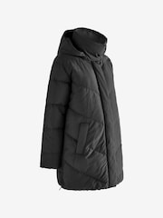 Seraphine Maternity Short Chevron Puffer Black Coat - Image 11 of 14