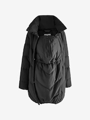 Seraphine Maternity Short Chevron Puffer Black Coat - Image 12 of 14