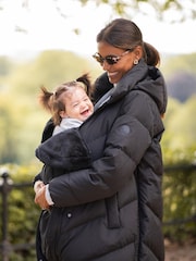 Seraphine Maternity Short Chevron Puffer Black Coat - Image 2 of 14