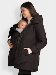 Seraphine Maternity Short Chevron Puffer Black Coat - Image 8 of 14