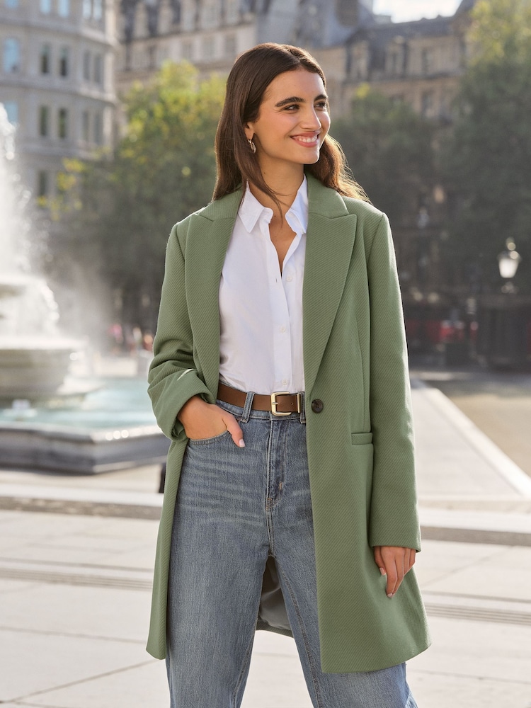 Friends Like These Green Twill Tailored Single Button Coat - Image 2 of 4