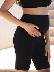 Seraphine Maternity Overbump Cycling Black Shorts - Image 3 of 3