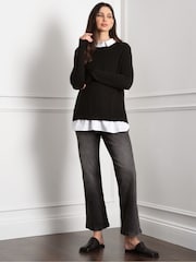 Seraphine Maternity Knit Black Jumper with Woven Undershirt - Image 7 of 8