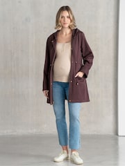 Seraphine Maternity Drawstring Waist Brown Hoodie - Image 1 of 4