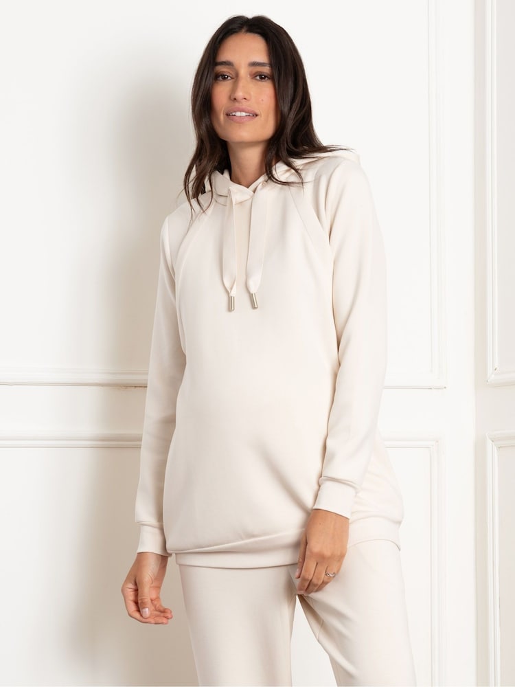 Seraphine Maternity Cream Soft Hoodie with Nursing Zips - Image 1 of 4