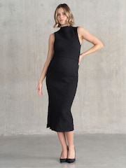 Seraphine Maternity Textured Bodycon Black Dress - Image 2 of 5