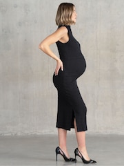 Seraphine Maternity Textured Bodycon Black Dress - Image 3 of 5
