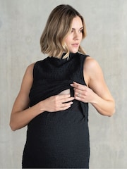 Seraphine Maternity Textured Bodycon Black Dress - Image 5 of 5