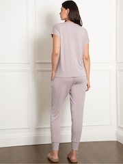 Seraphine Maternity Purple Nursing Loungewear Pyjama Top and Trousers Set - Image 2 of 5