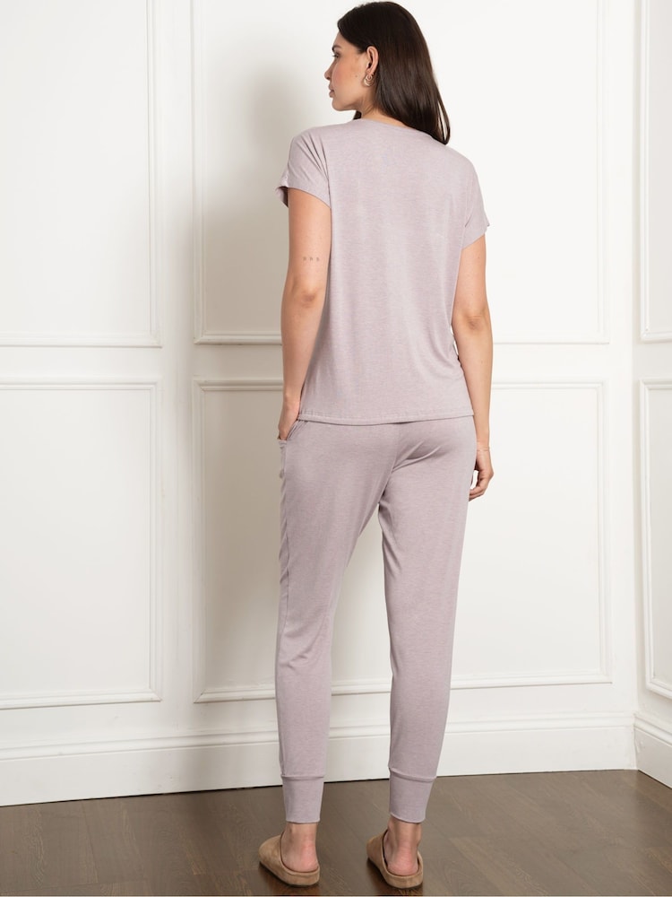 Seraphine Maternity Purple Nursing Loungewear Pyjama Top and Trousers Set - Image 2 of 5